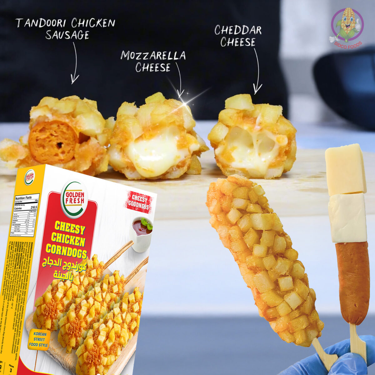 Cheesy Chicken Corn Dog 280g (3pcs) - Image 3