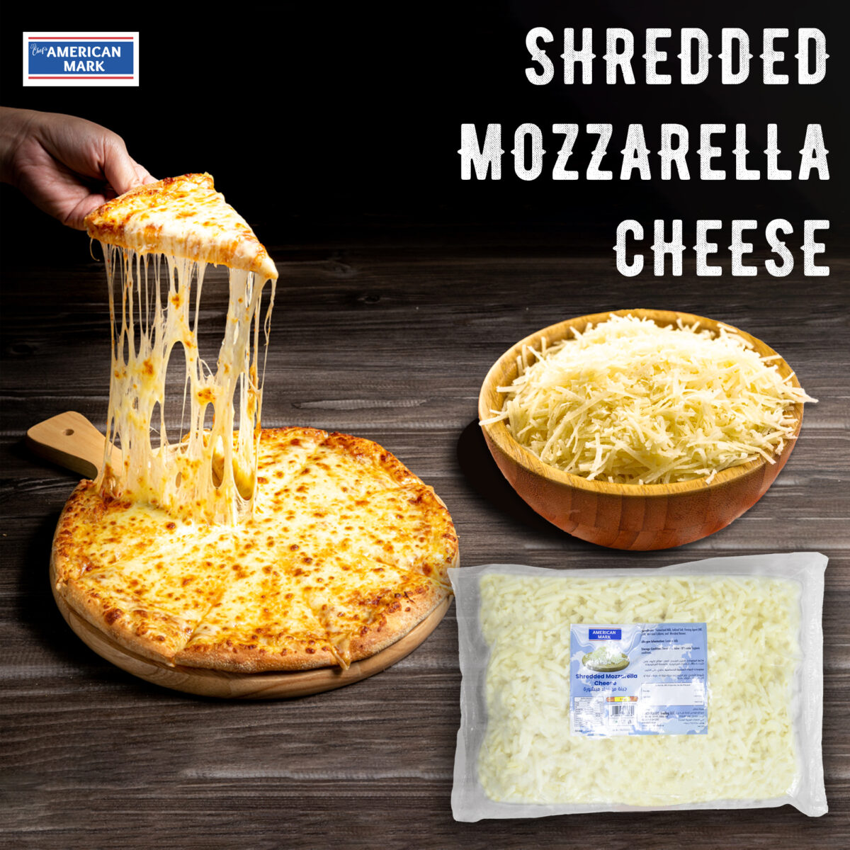 American Mark Shredded Mozzarella Cheese 2 kg - Image 1