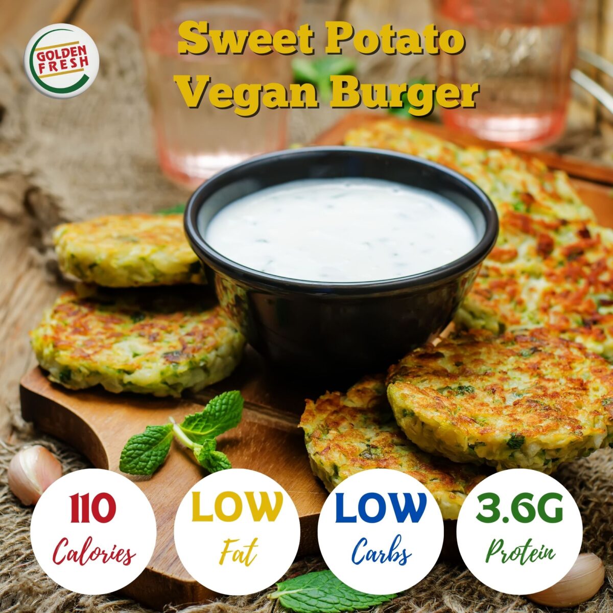 Sweet Potato Vegan Burger 300g(3pcs) - Image 2