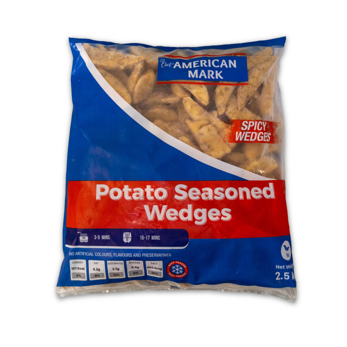 American Mark Seasoned Potato Wedges 2.5kg - Image 1