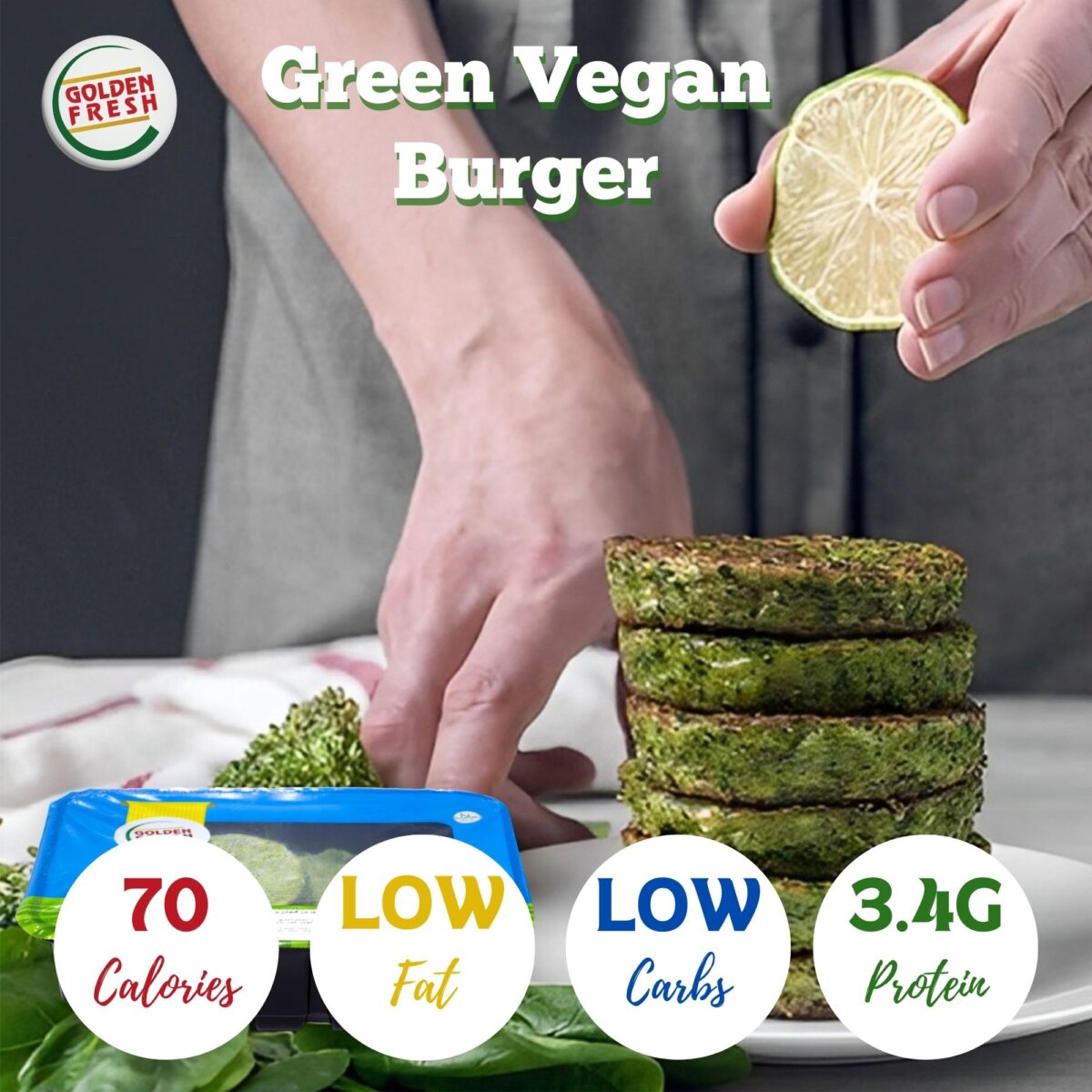 Green Vegan Burger (3 pcs) 300g - Image 3