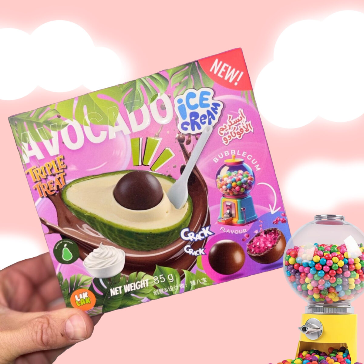 Avocado Ice Cream Triple Treat (Bubblegum Flavor) - Image 1